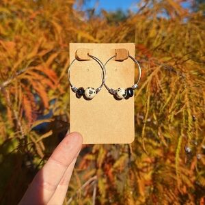 Dalmatian Jasper, Tourmaline Hoop Earrings ~ Artisan Jewelry